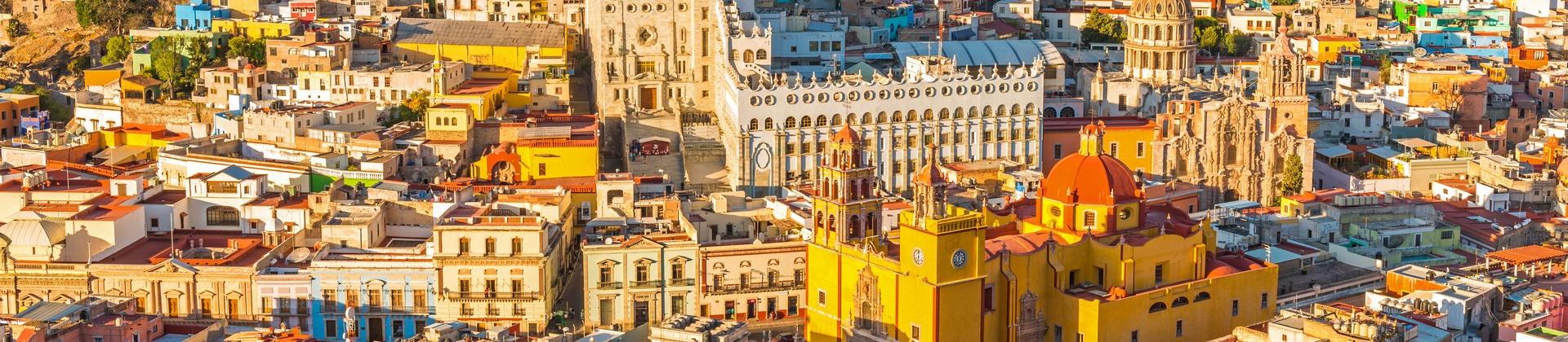 Aerial view of mountain range in Guanajuato on a sunny day