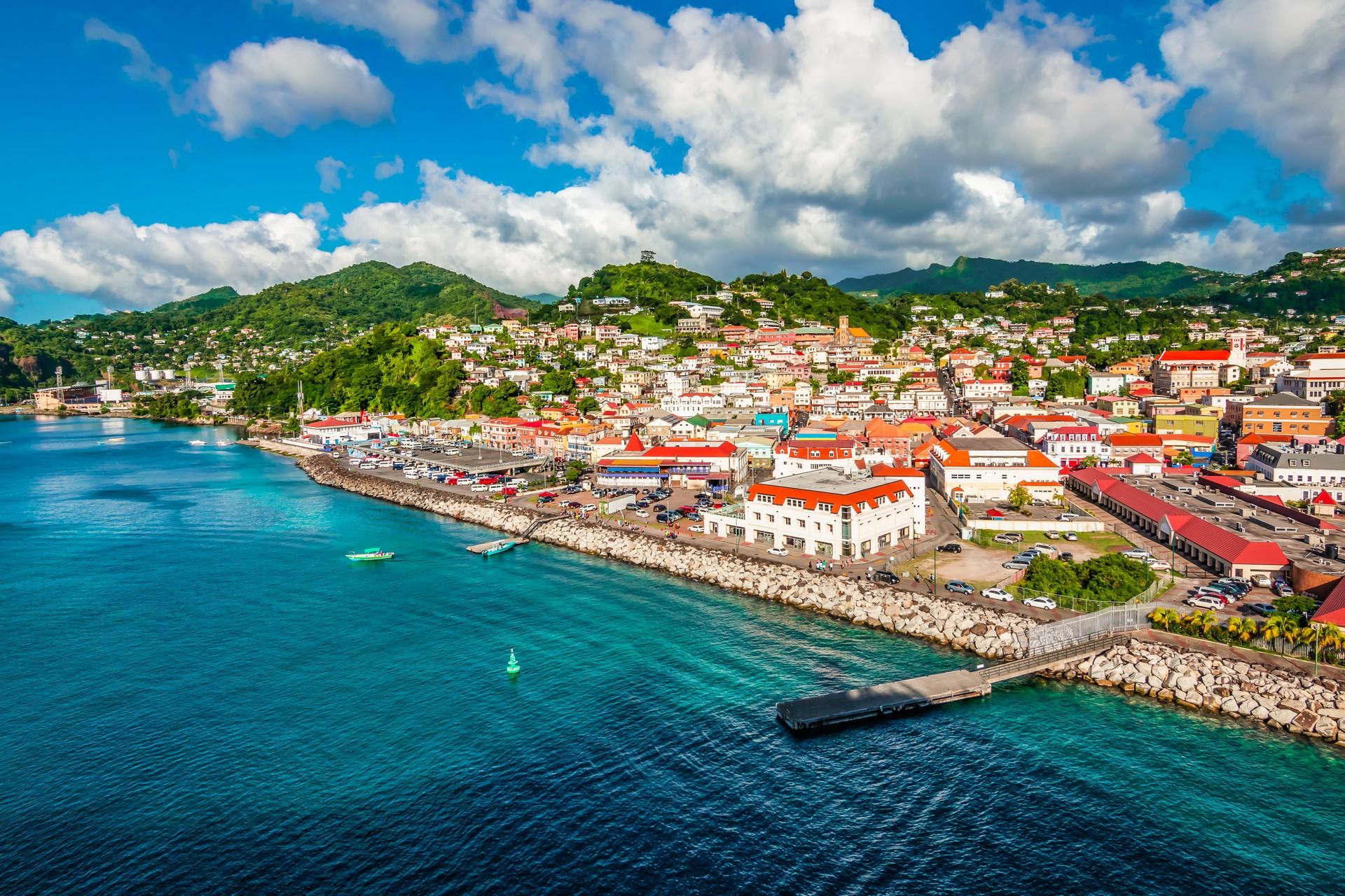 Grenada in sunny weather with few clouds