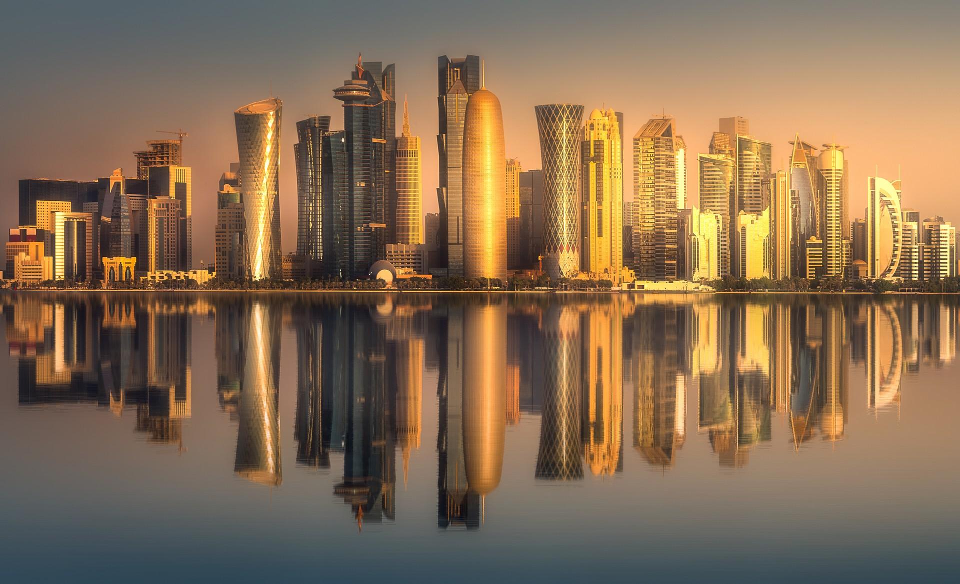 Architecture in Doha at sunset time