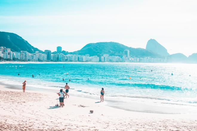 Copacabana beach and a city view of Rio de Janeiro