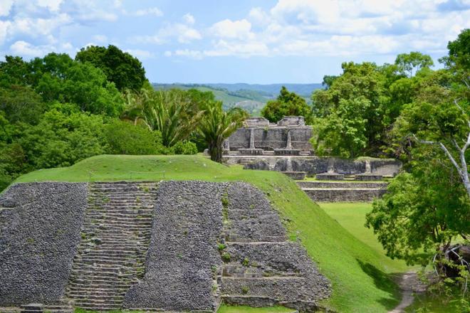 Mayan ruins surrounded by forest in Belize