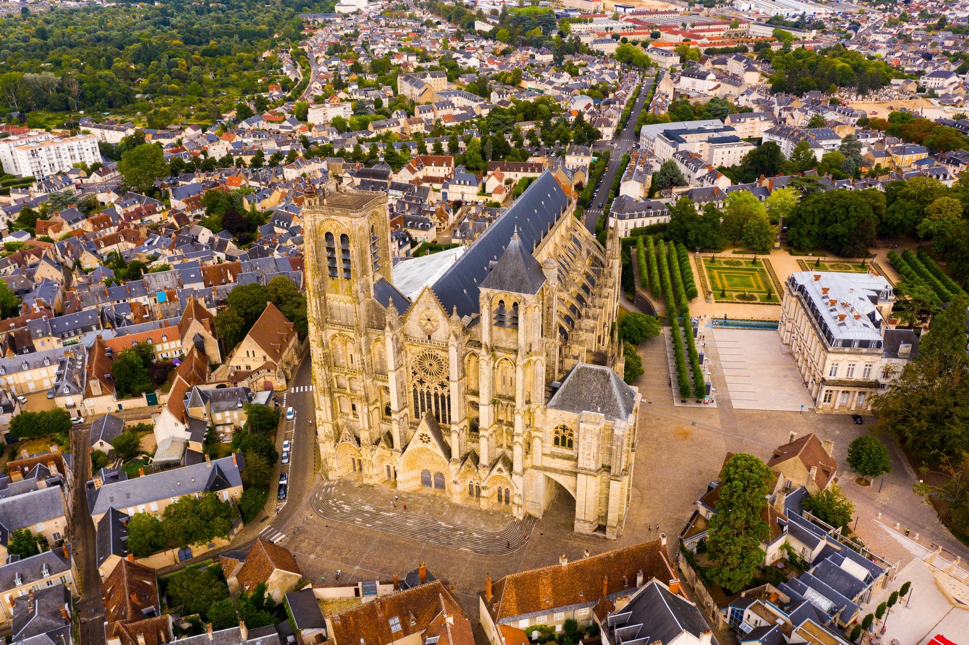 Aerial view of architecture in Bourges