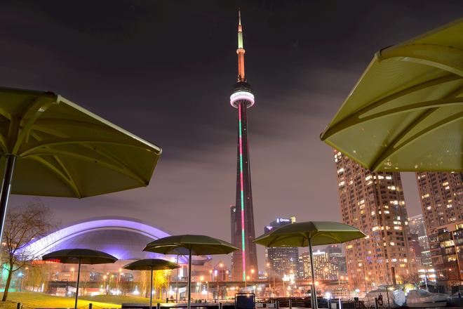 Toronto with illuminated CN tower