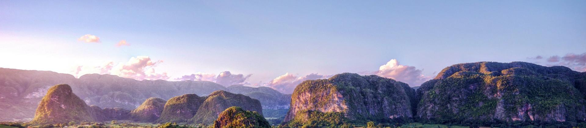 Mountain range near Vinales in sunny weather with few clouds