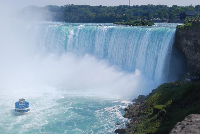 Niagara Falls: a boat under the waterfalls