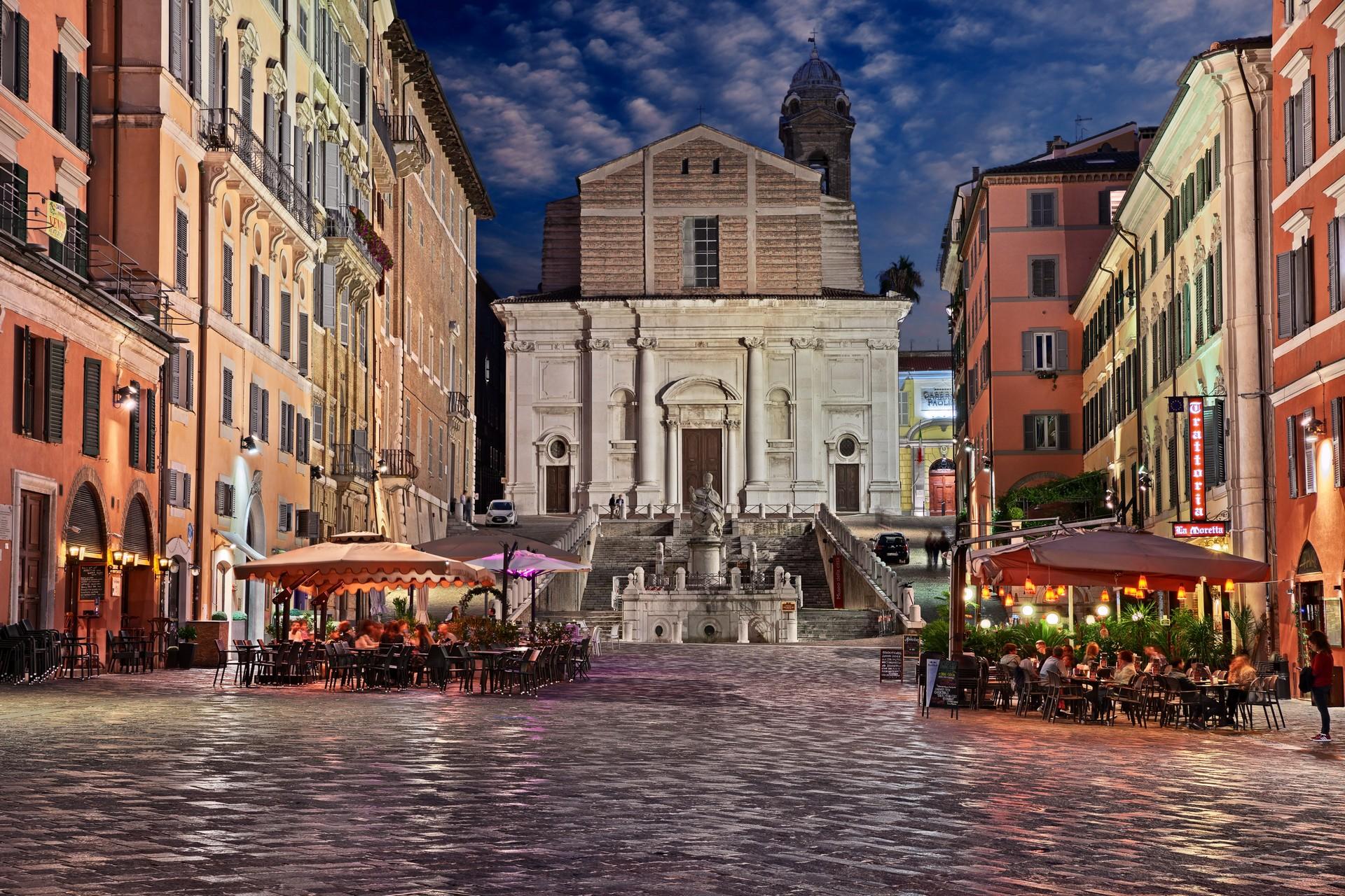 City square in Ancona in the night