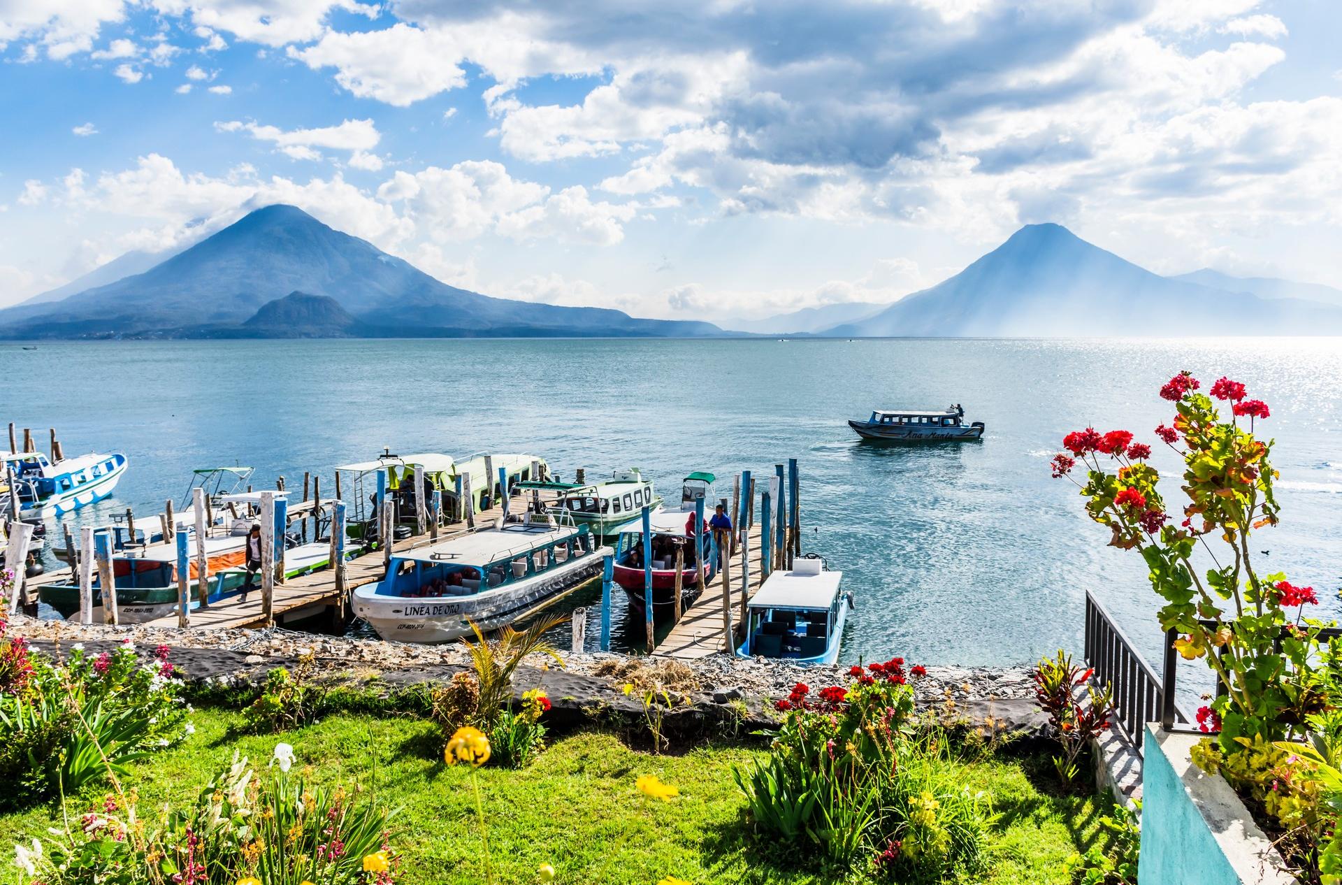 Port in Panajachel on a cloudy day
