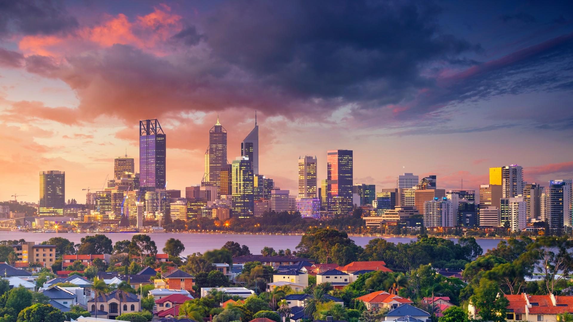 Architecture in Perth at sunset time