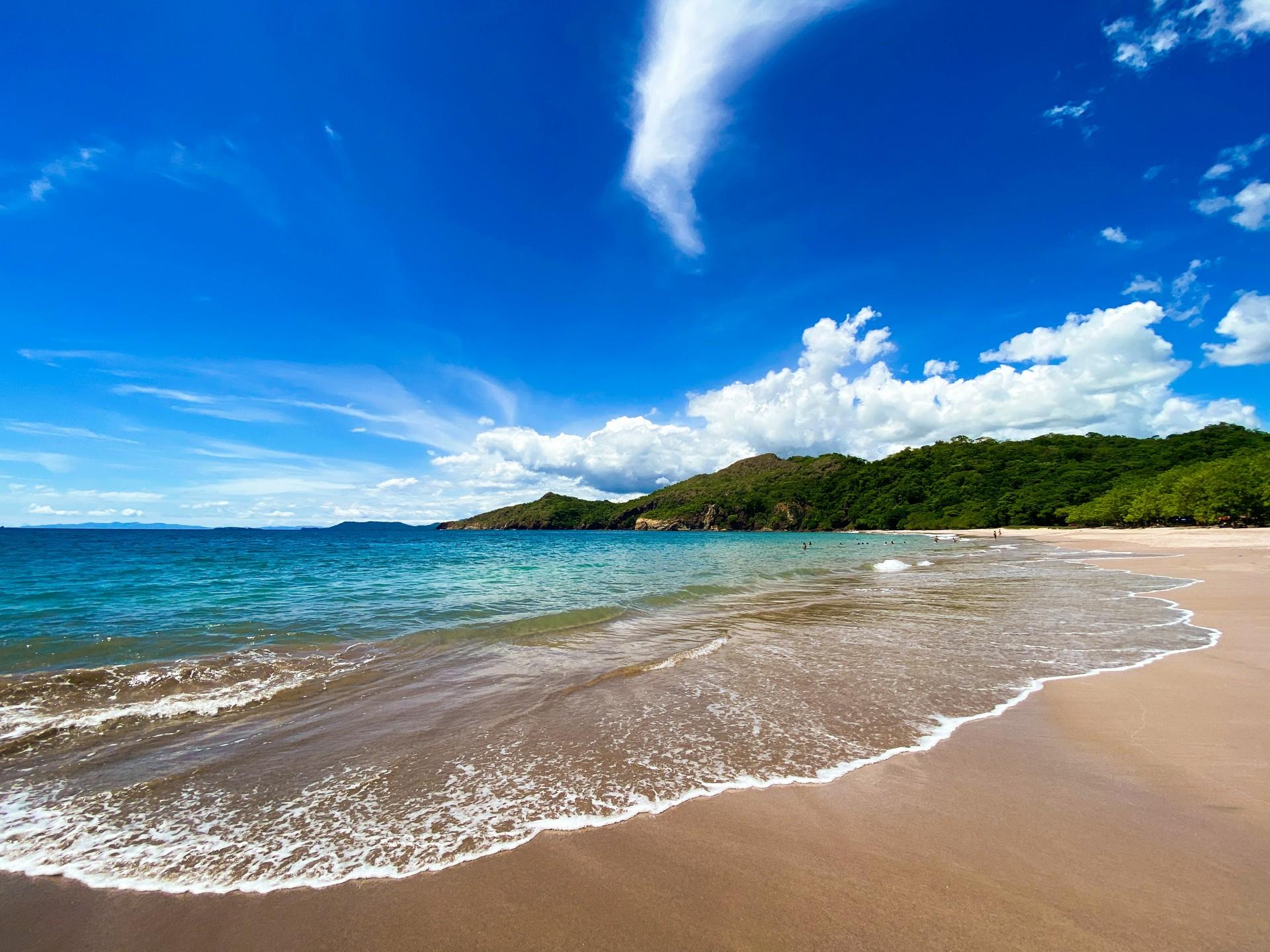 Beautiful gradual sandy beach in Costa Rica.