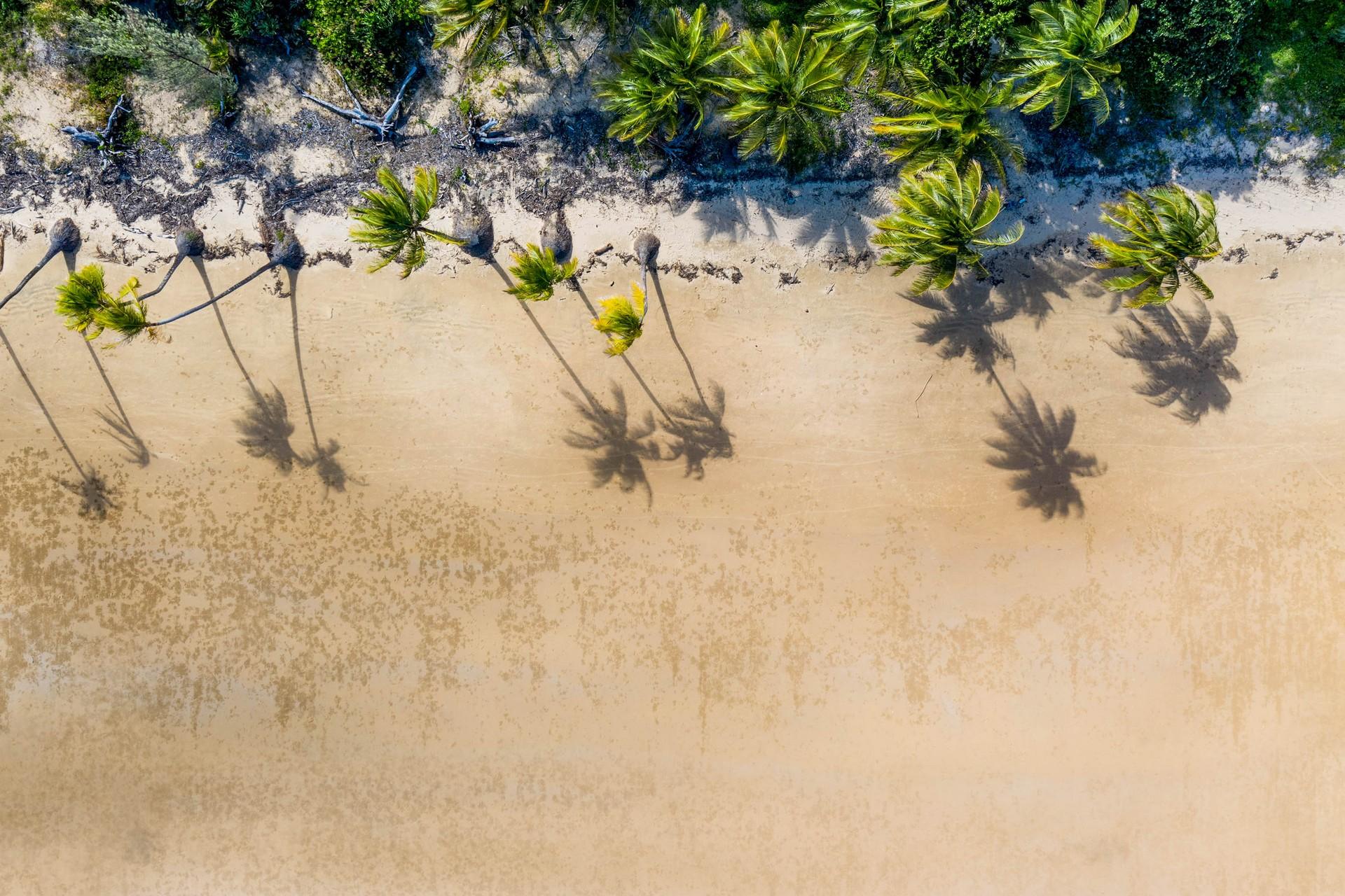 Aerial view of amazing beach with turquise water in Mission Beach