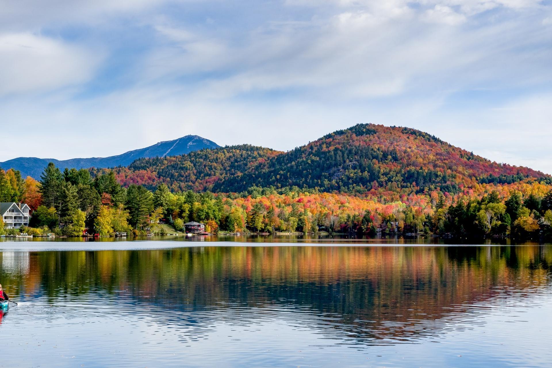 Lake in Lake Placid with cloudy sky