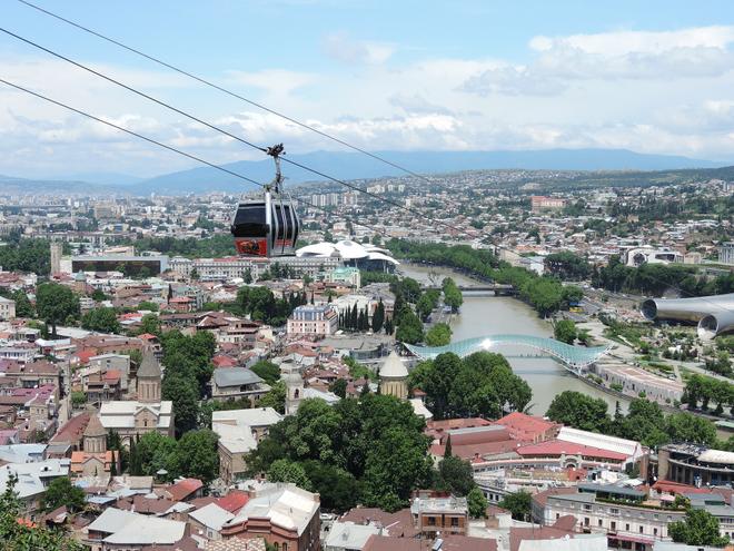 Tbilisi, Georgia: cable car above the city.