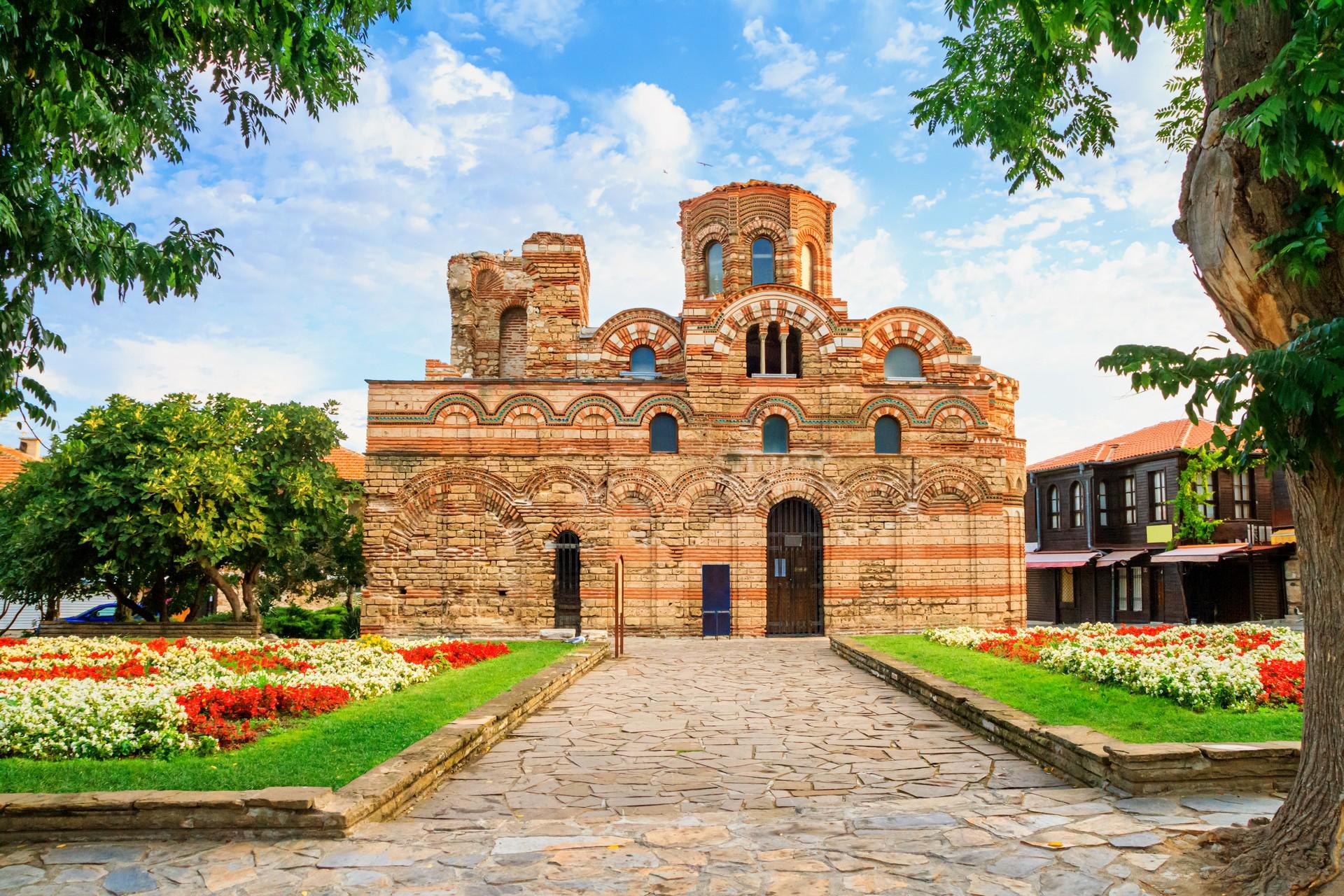 Architecture in Nesebar in partly cloudy weather
