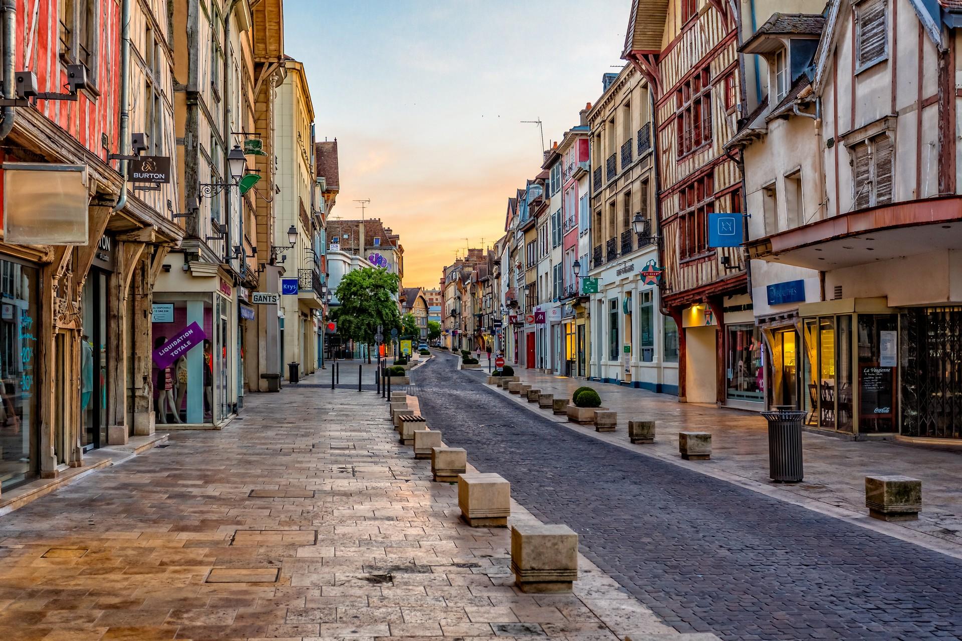 Troyes at sunset time