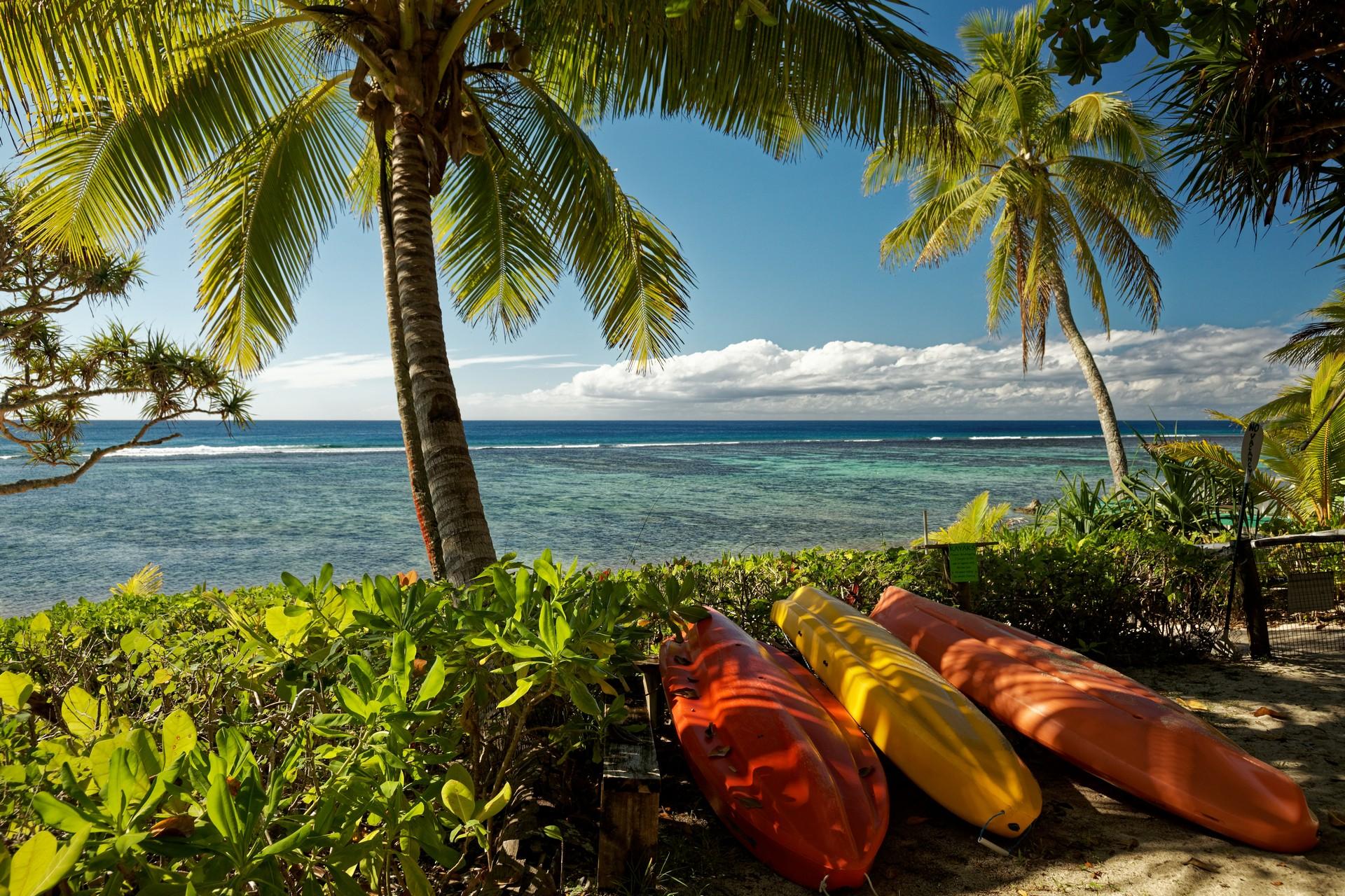 Boat in Tonga in partly cloudy weather