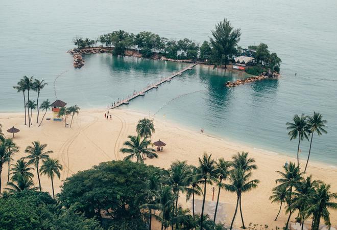 Singapore, Sentosa: The view from the cable car.
