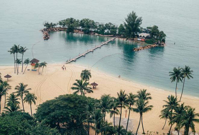 Singapore, Sentosa: The view from the cable car.