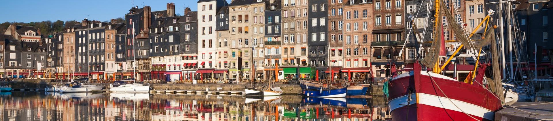 Port in Honfleur on a clear sky day