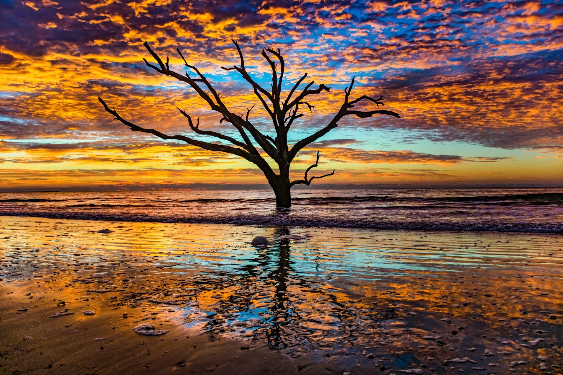 Edisto Beach at sunset time