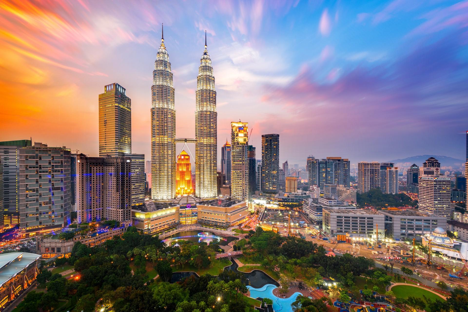 Architecture in Kuala Lumpur at sunset time