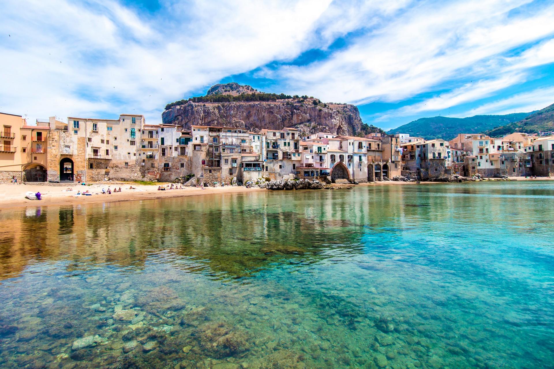 Architecture in Cefalu on a cloudy day