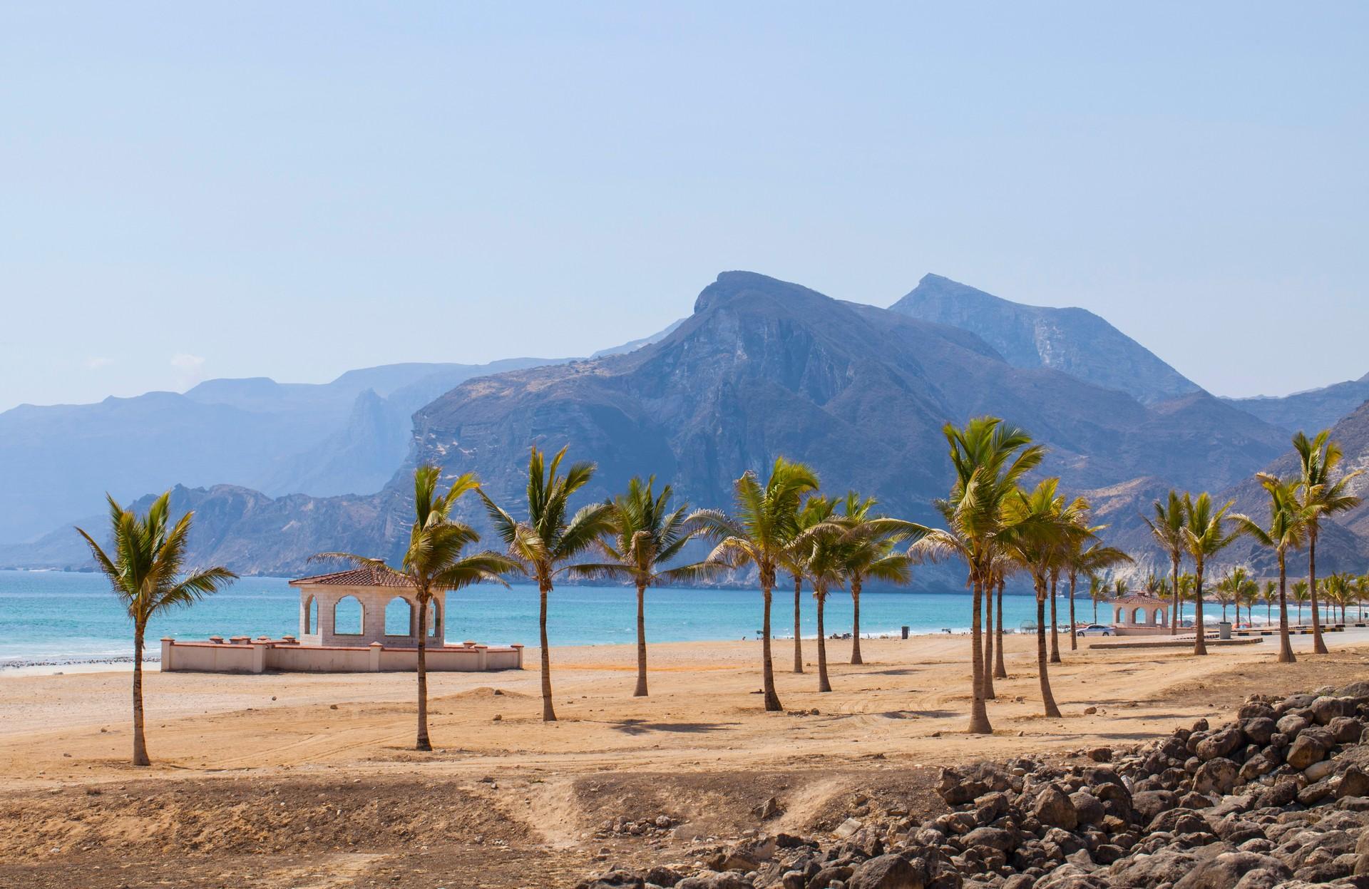 Nice beach by the sea in Salalah on a clear sky day