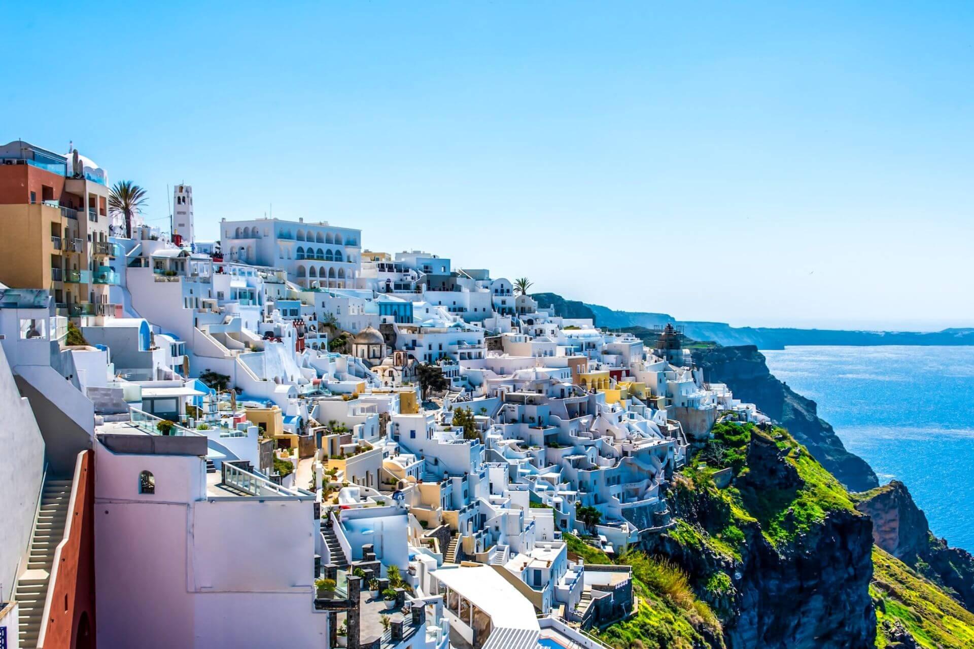 View of the white houses in Greece