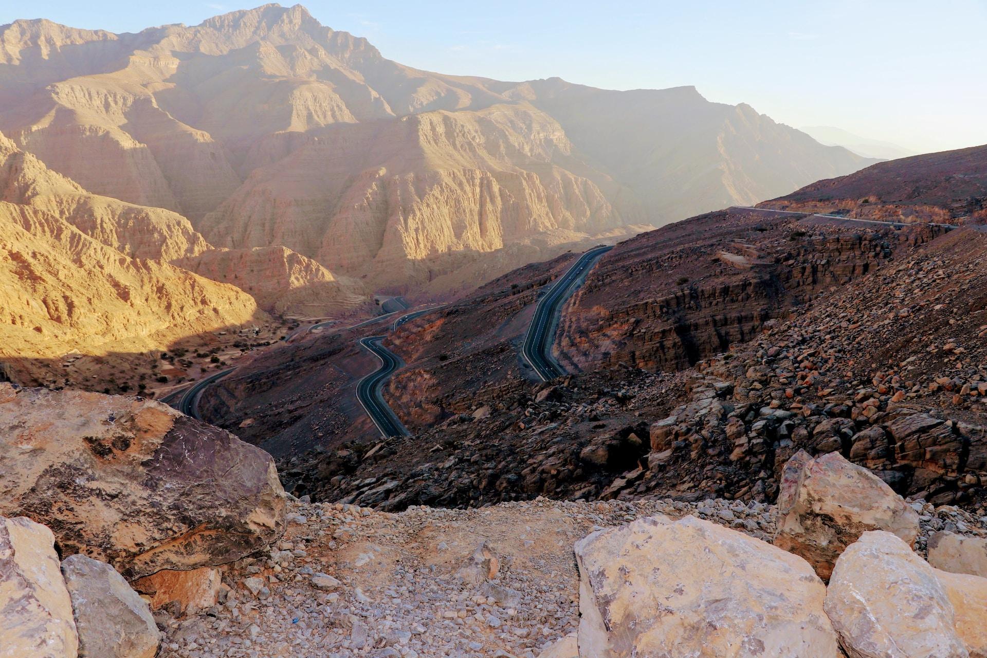 Ras Al Khaimah, roads leading through the rocks.
