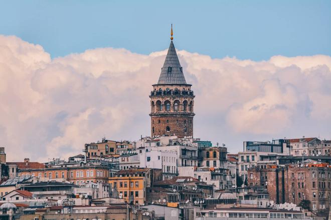 View of buildings and the Galata Tower in Istanbul