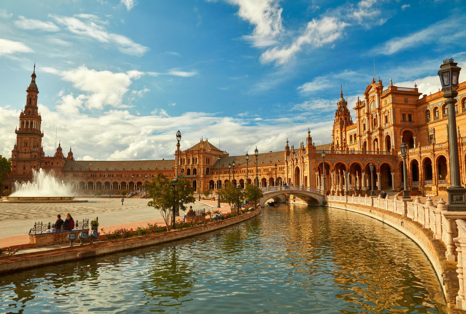 Architecture in Seville at sunset time