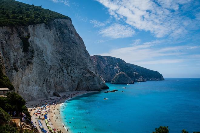 The popular Porto Katsiki beach on the Greek island of Lefkada.