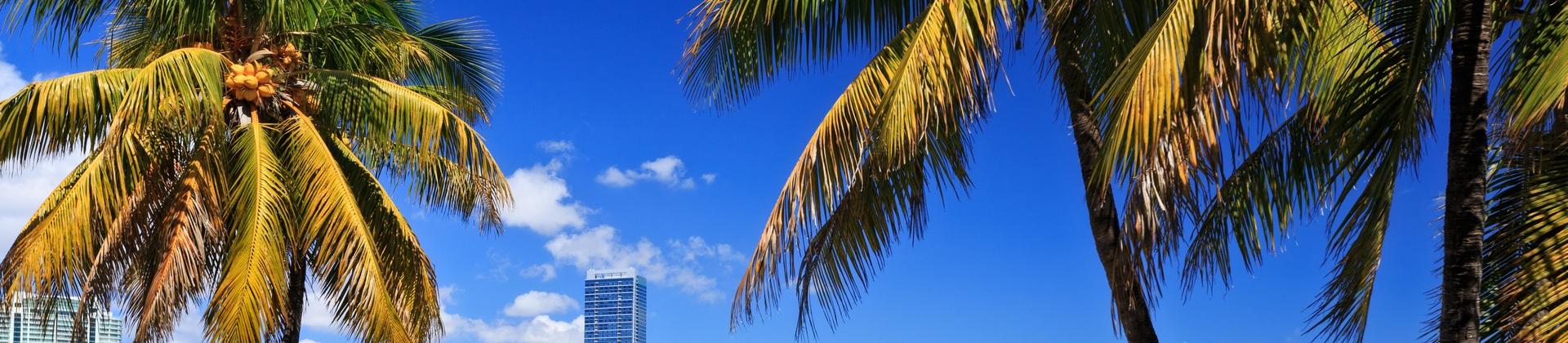 Architecture in Miami in partly cloudy weather