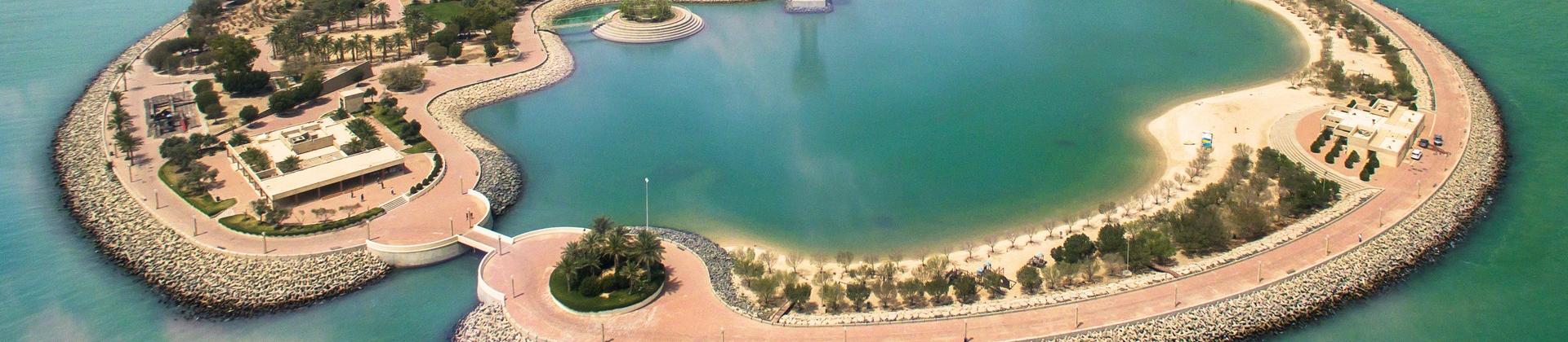Aerial view of beach in Kuwait with cloudy sky