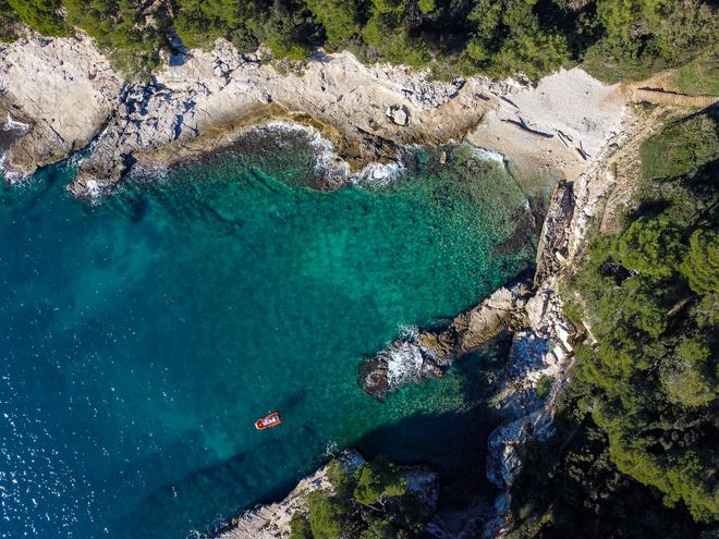 Beach in Pula, Croatia from above.