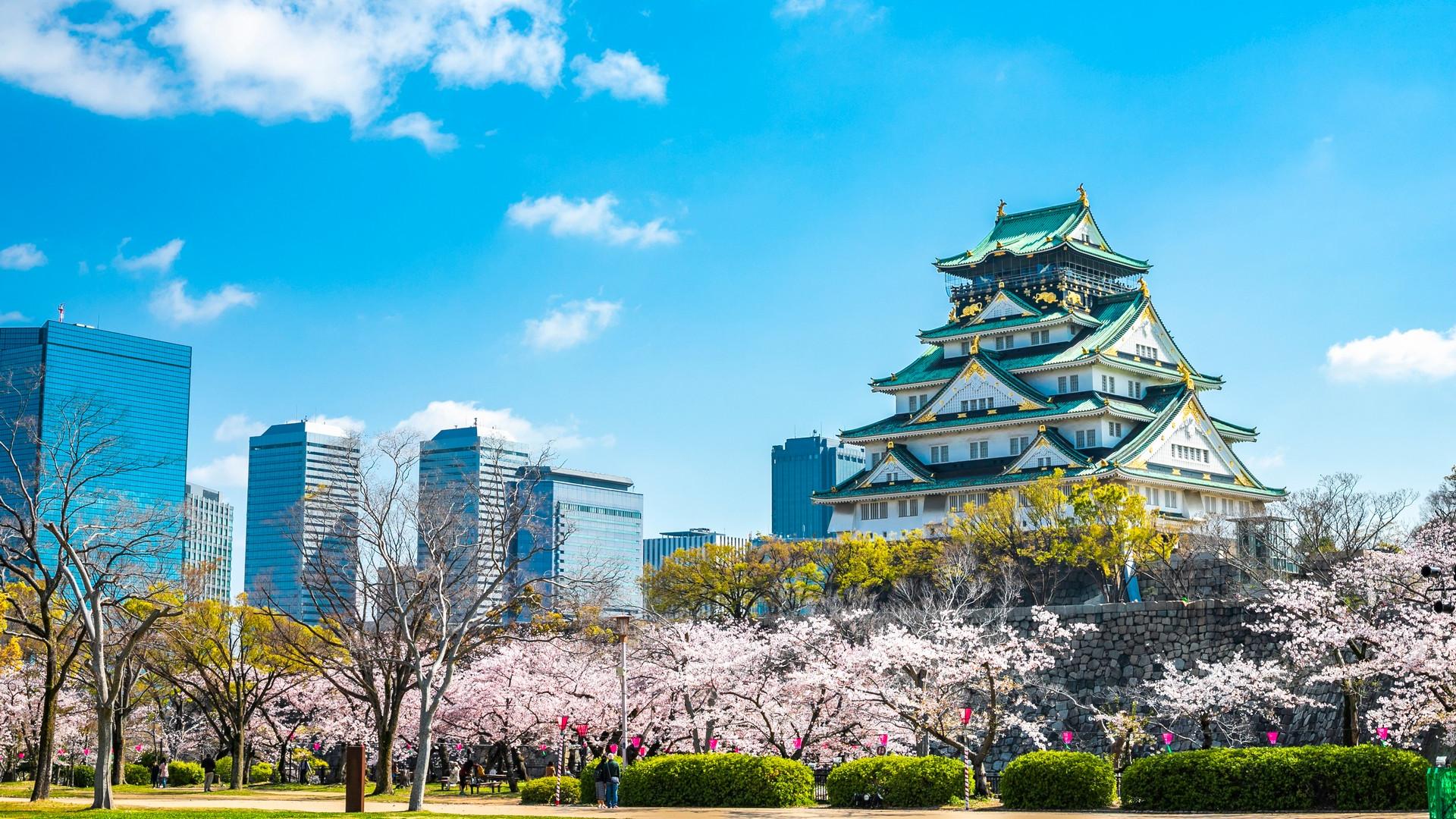 Architecture in Osaka on a sunny day with some clouds
