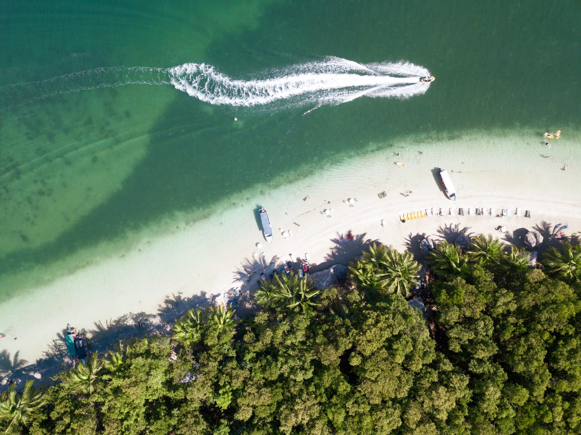 Aerial view of beach in Bocas del Toro