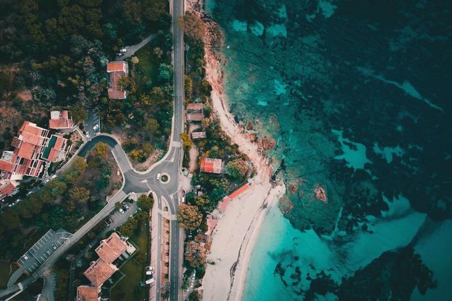 View of a city and a beach in Ajaccio, Corsica