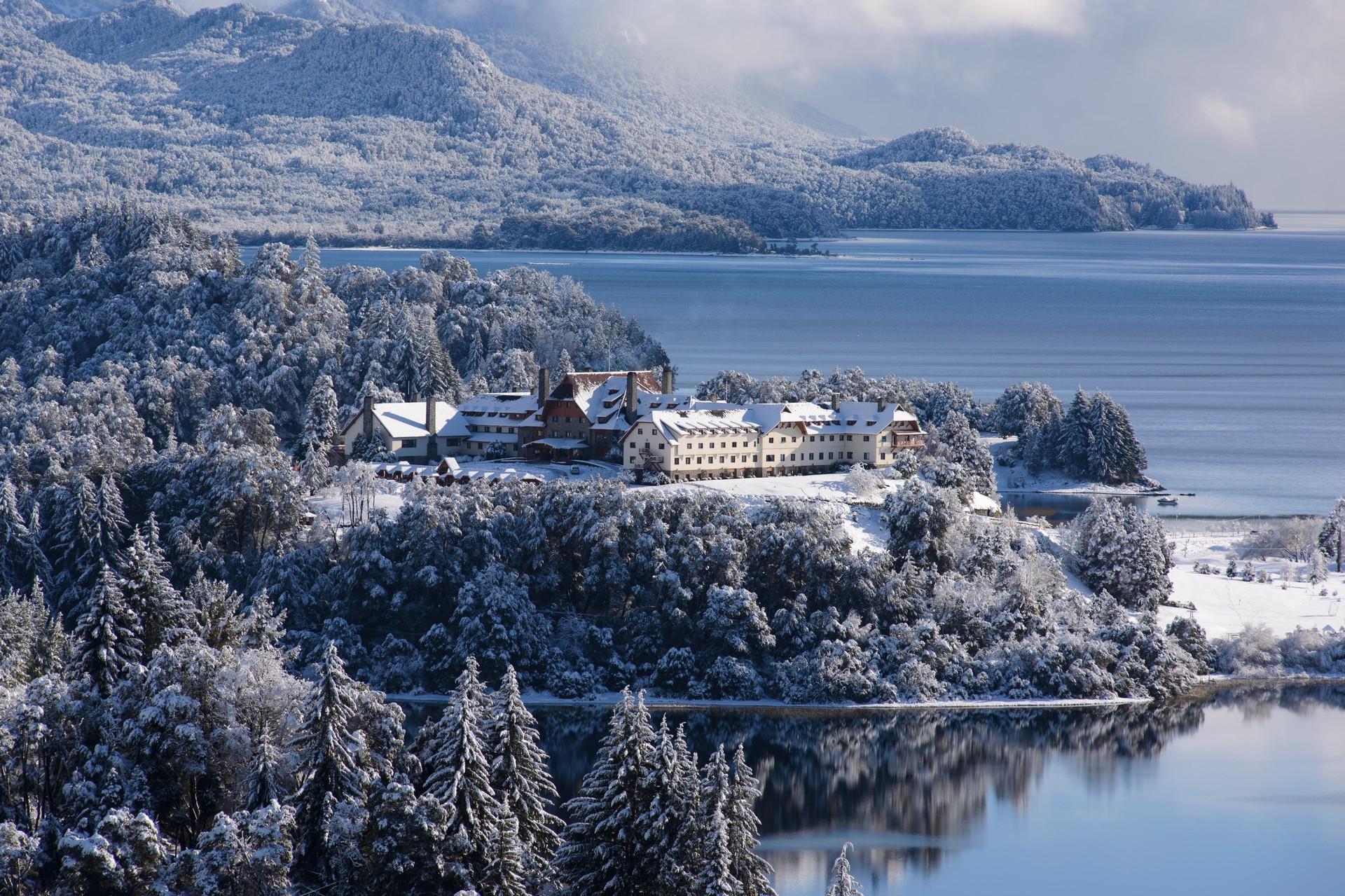 Aerial view of mountain range in San Carlos de Bariloche