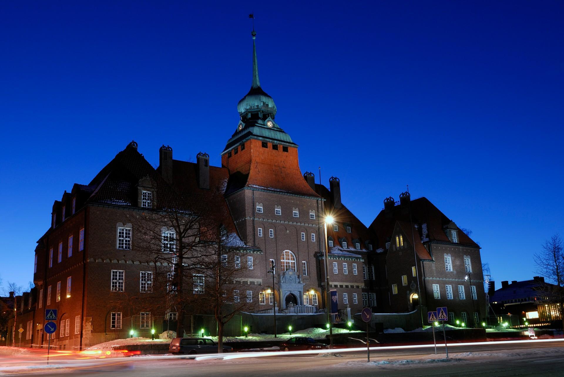 City square in Östersund at dawn