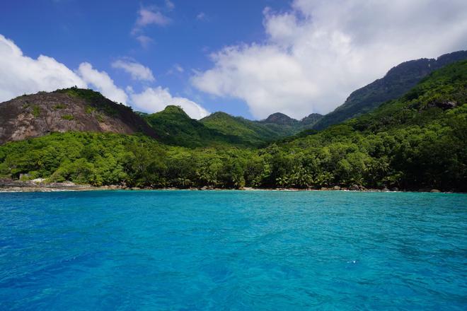 View of the beautiful island of Silhouette in Seychelles