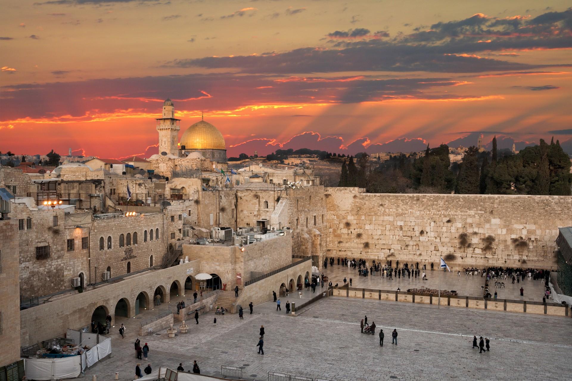 Architecture in Jerusalem at sunset time