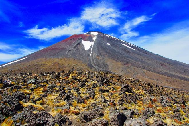 View of a mountain in Tongariro National Park in New Zealand