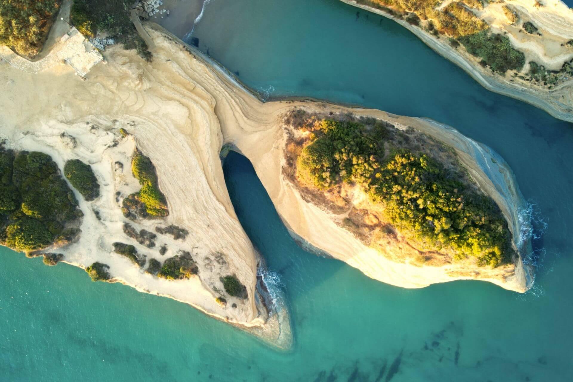 Aerial view of the Canal d'Amour in Sidari, Corfu