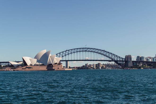 A view of the Harbour Bridge and Opera House in Australia