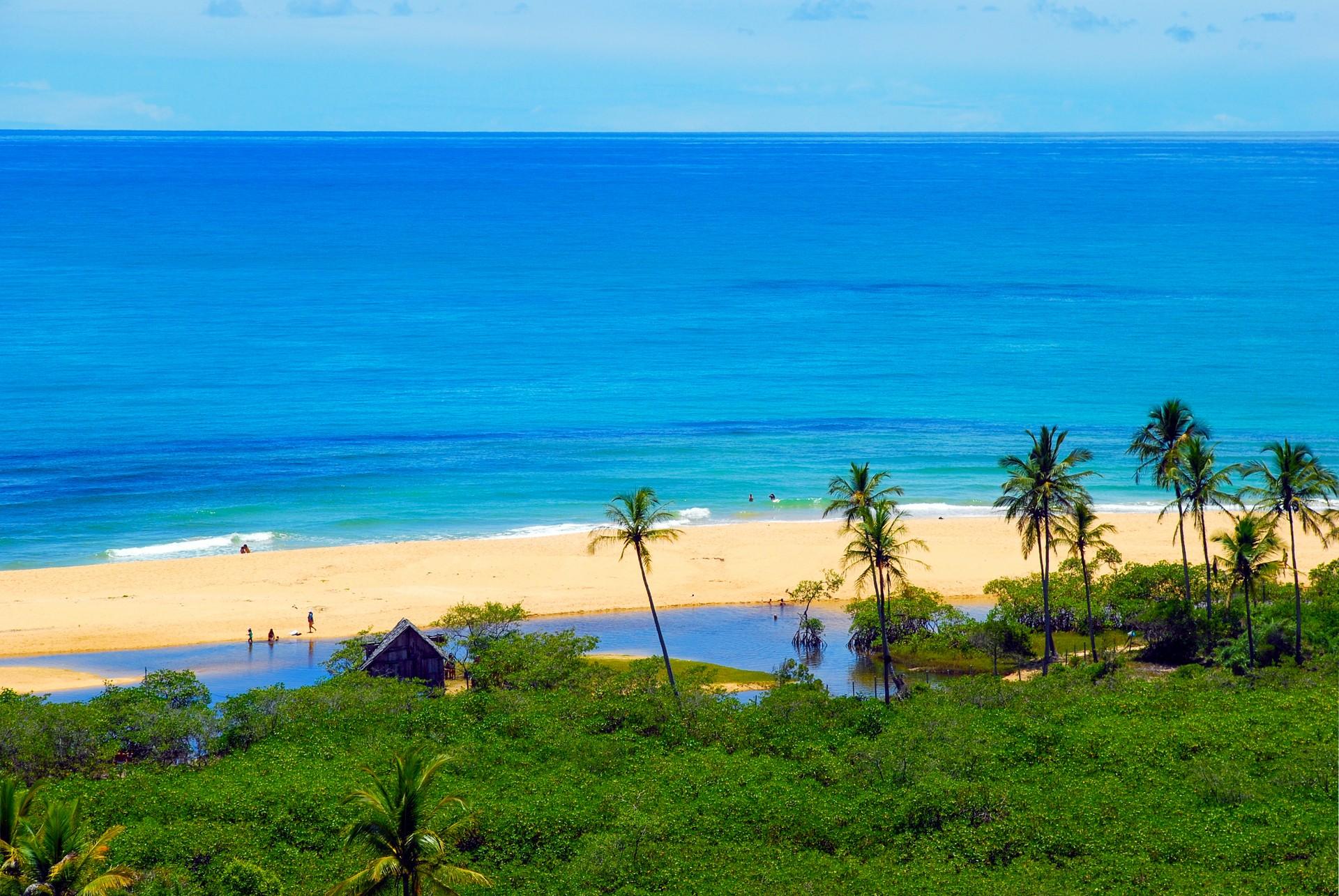 Beach in Trancoso on a sunny day with some clouds