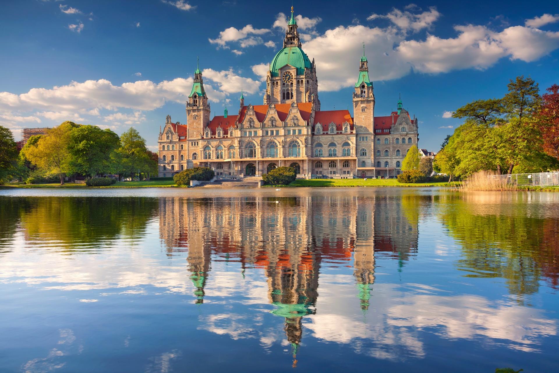 Architecture in Hannover in sunny weather with few clouds