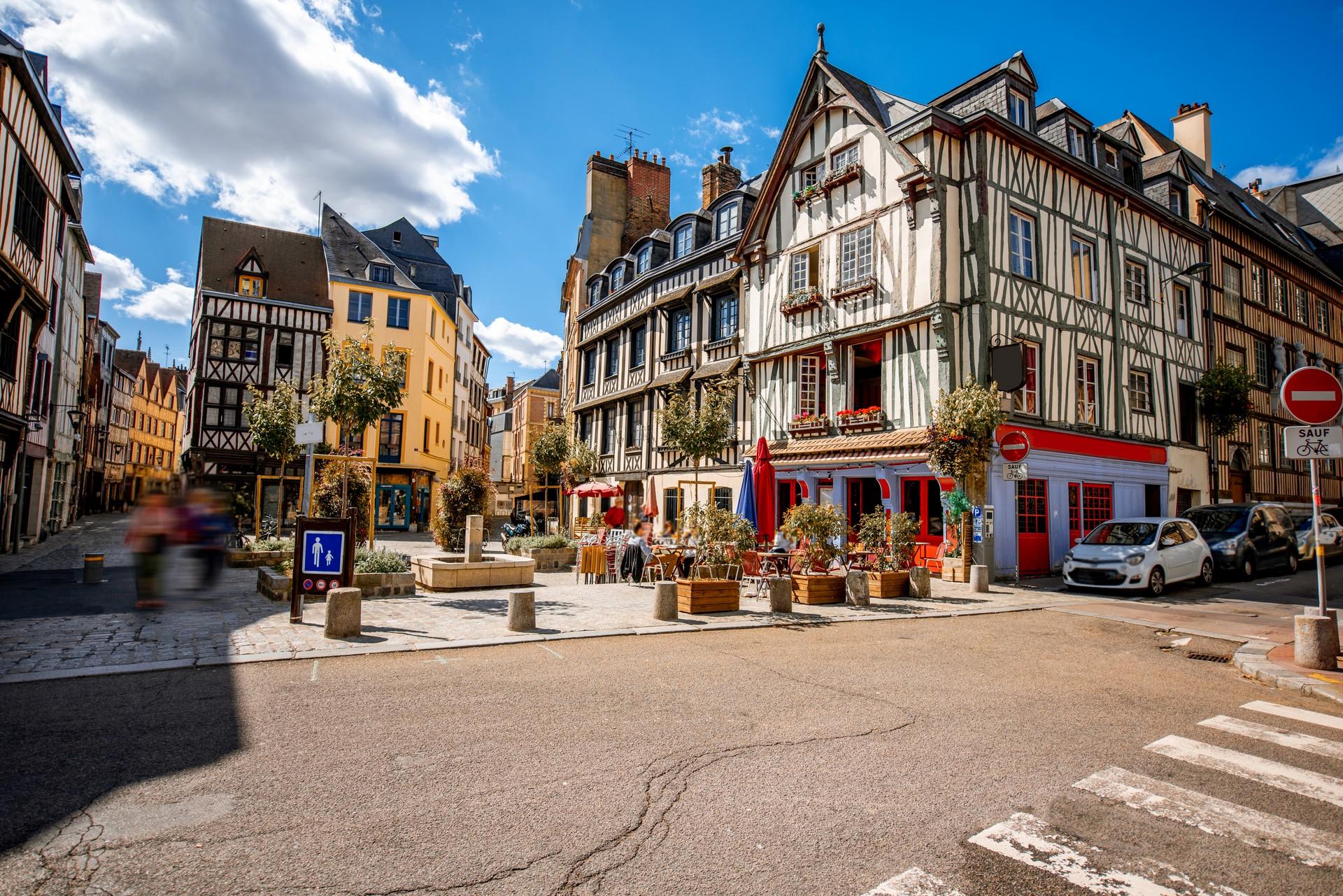 Architecture in Rouen on a sunny day with some clouds