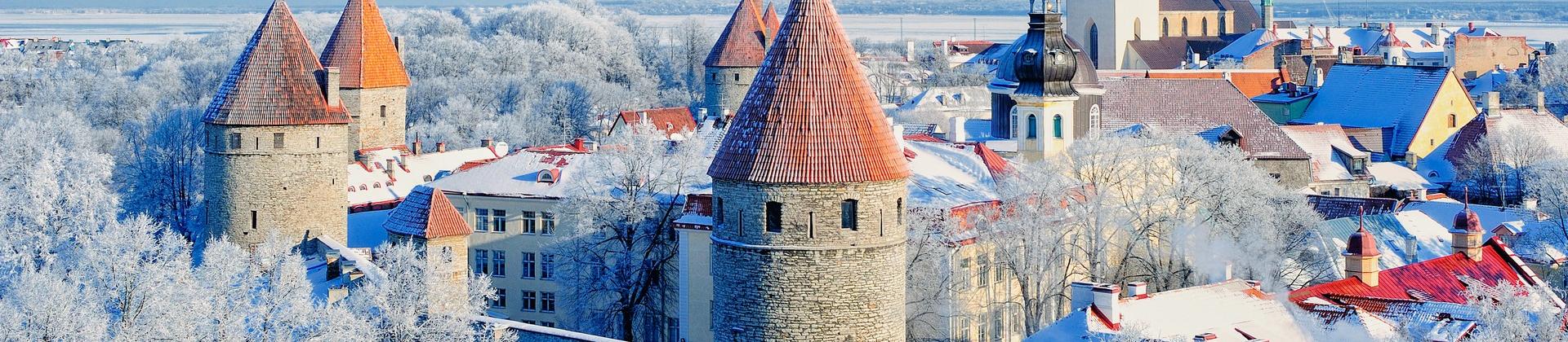 Architecture in Tallinn in partly cloudy weather