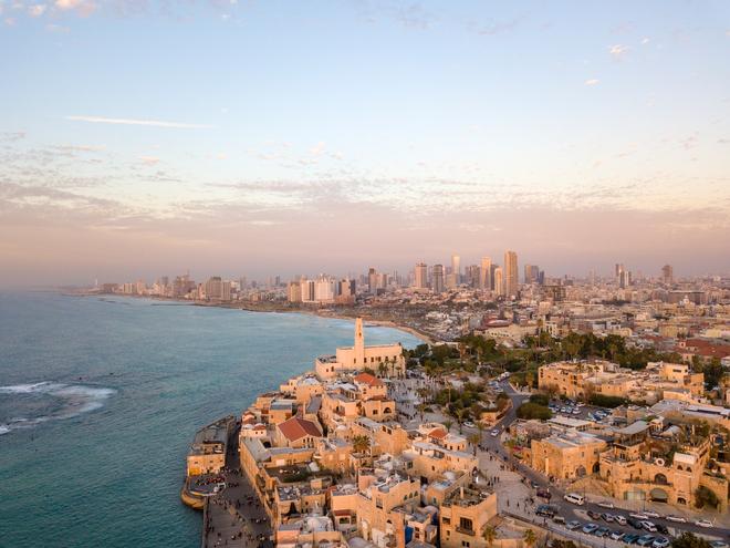 Tel Aviv-Yafo, Israel: the coast at sunset.