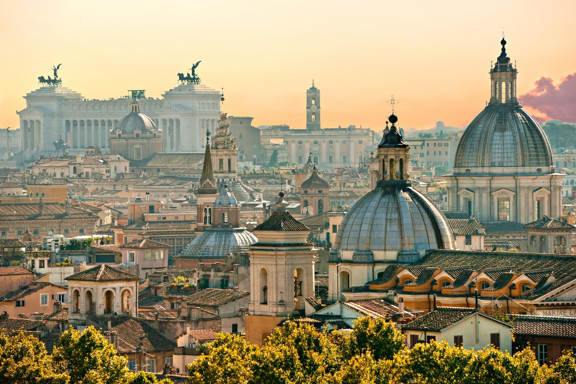 Architecture in Rome at dawn